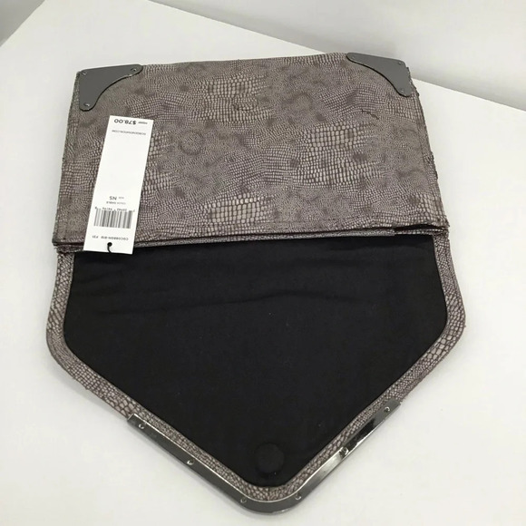 BCBG Generation Faux Reptile Print Evening Bag Clutch Gray/Taupe NWT - Picture 5 of 13